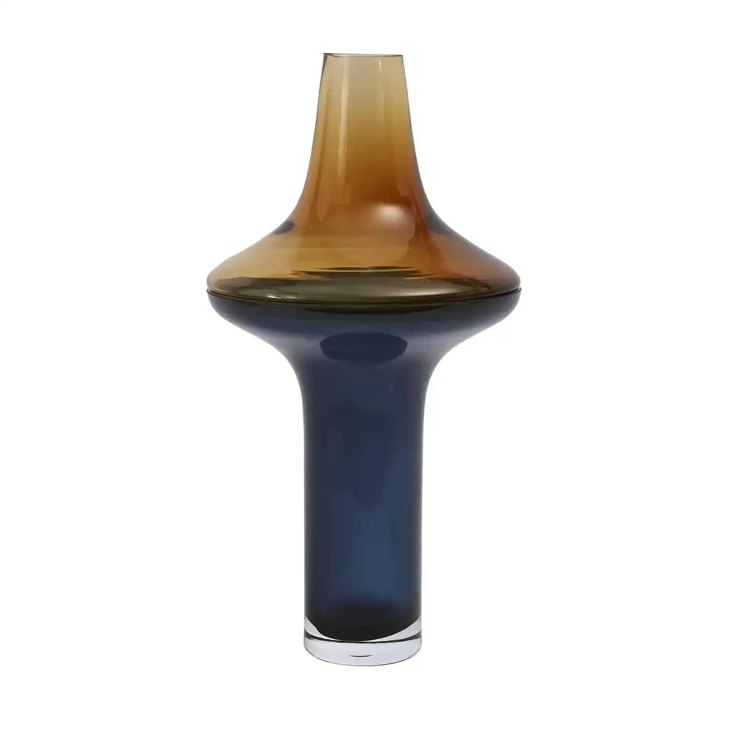 GLOBAL VIEWS TALL AMBER OVER COBALT VASE - Art