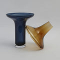 GLOBAL VIEWS TALL AMBER OVER COBALT VASE - Art