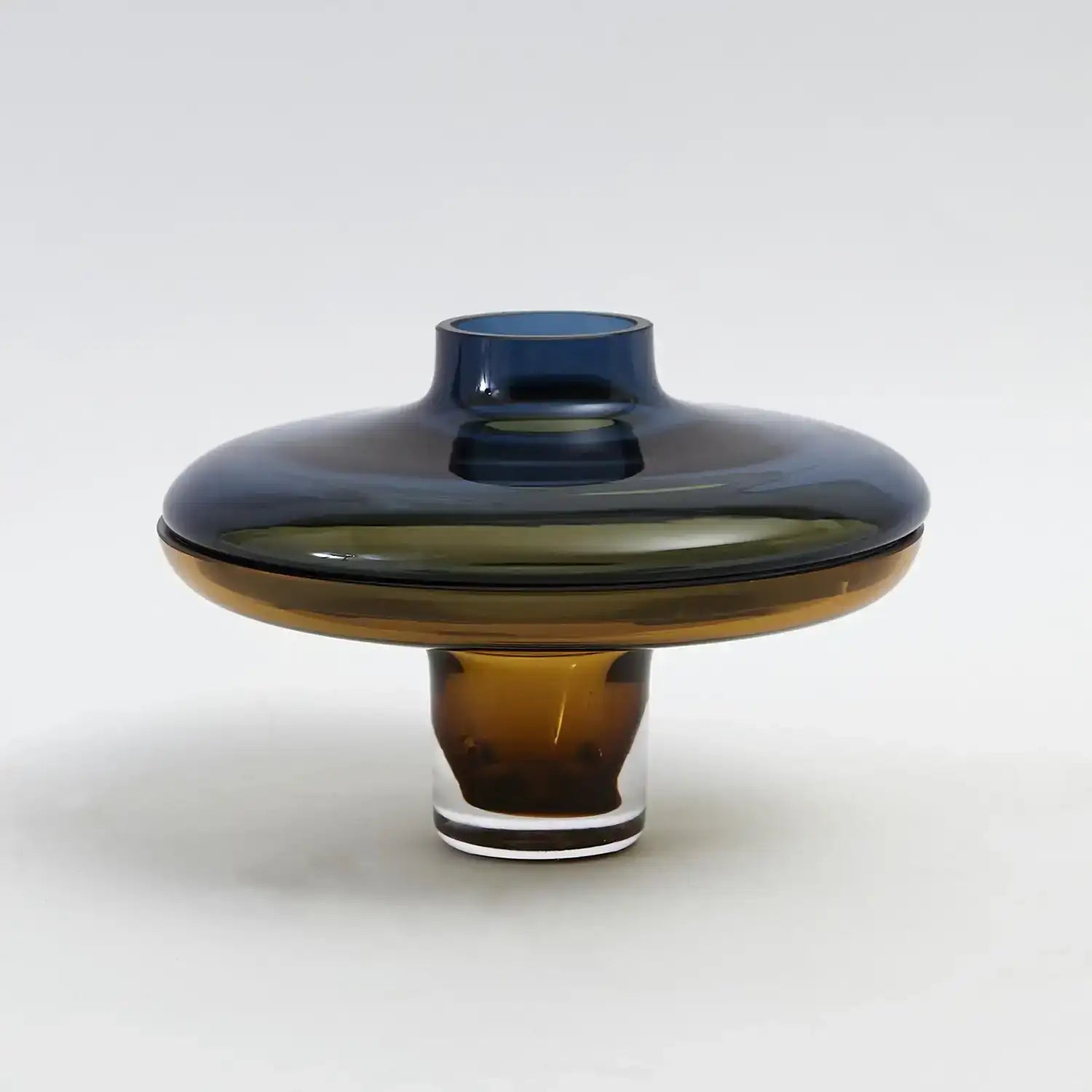 GLOBAL VIEWS LOW COBALT OVER AMBER VASE - Art