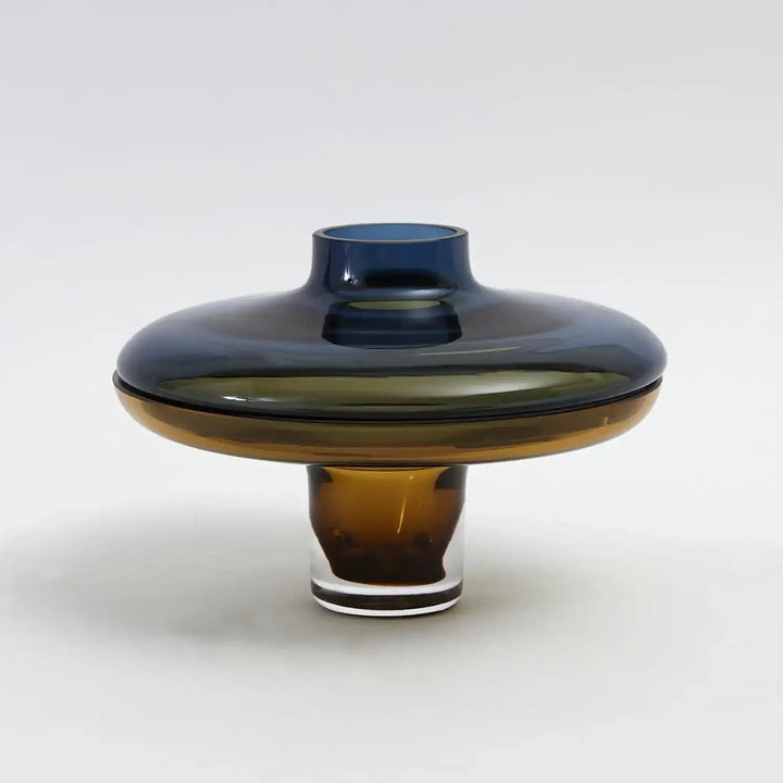 GLOBAL VIEWS LOW COBALT OVER AMBER VASE - Art