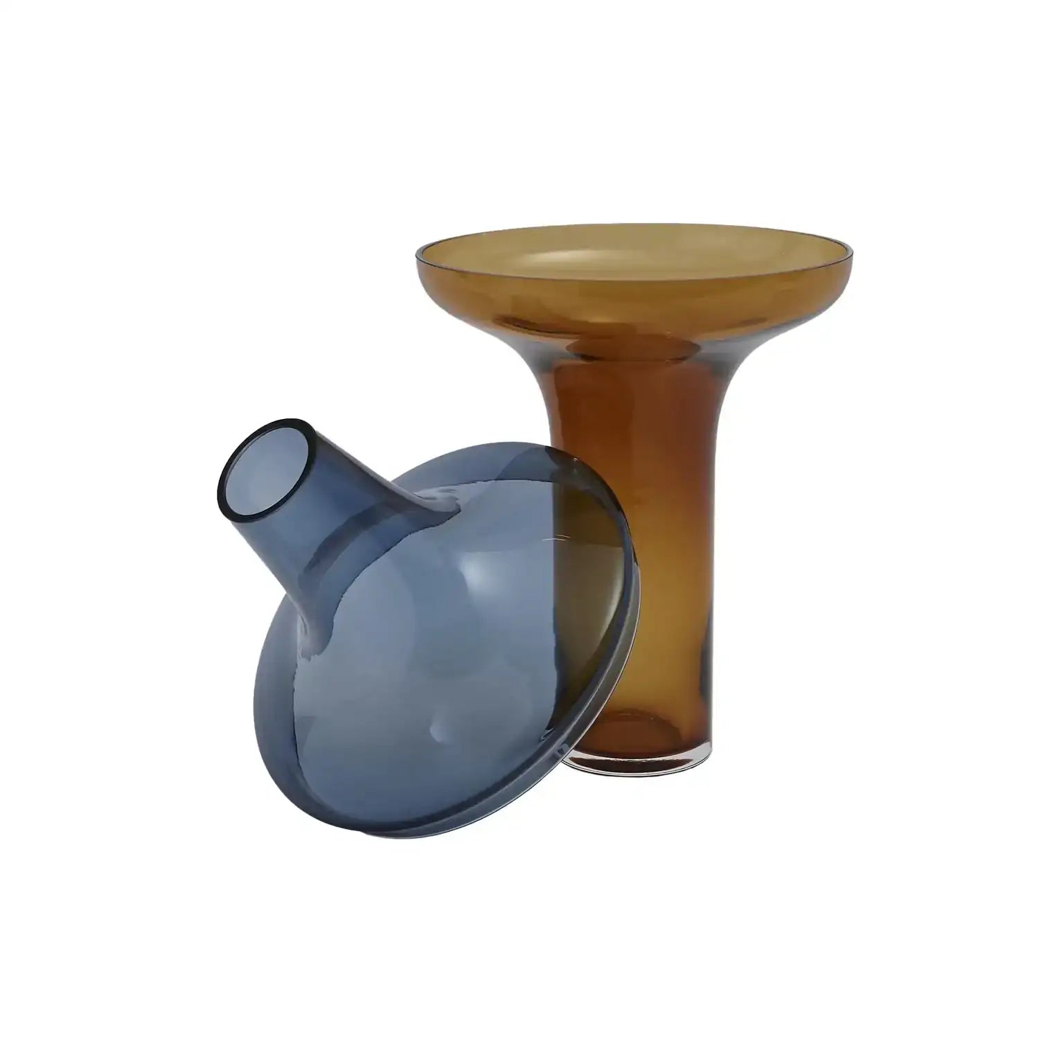 GLOBAL VIEWS TALL COBALT OVER AMBER VASE - Art