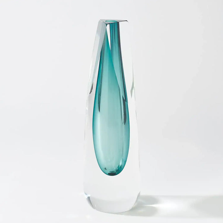GLOBAL VIEWS TRIANGLE CUT GLASS VASE - Art