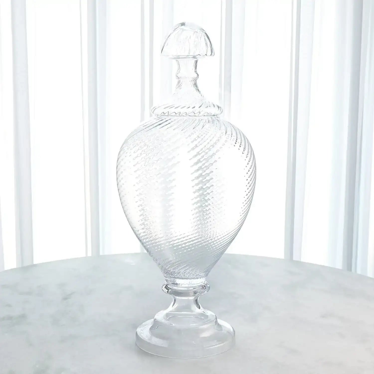 GLOBAL VIEWS SPIRALED GLASS LIDDED JAR - Art