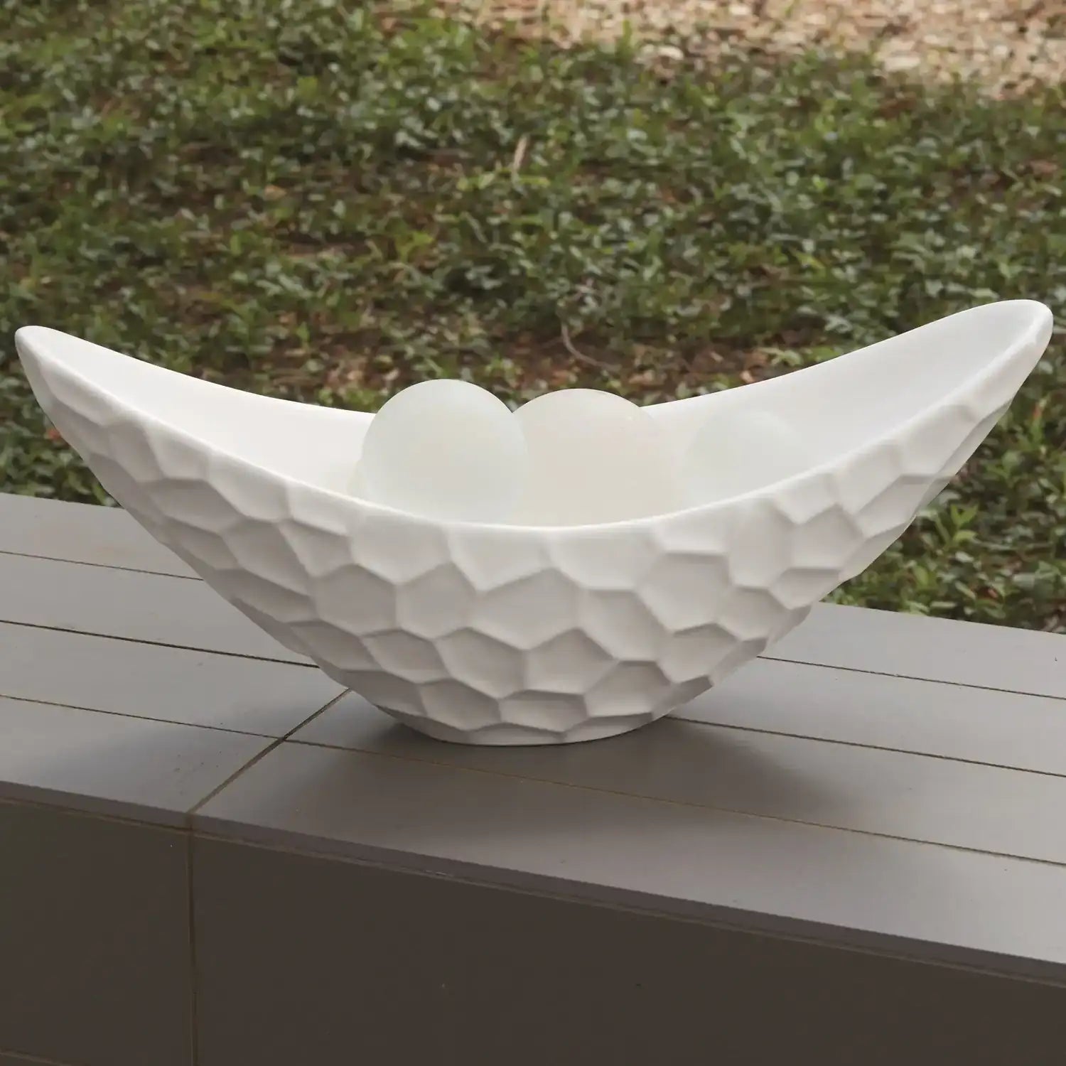 GLOBAL VIEWS HONEYCOMB LONG BOWL - Decorative Accents