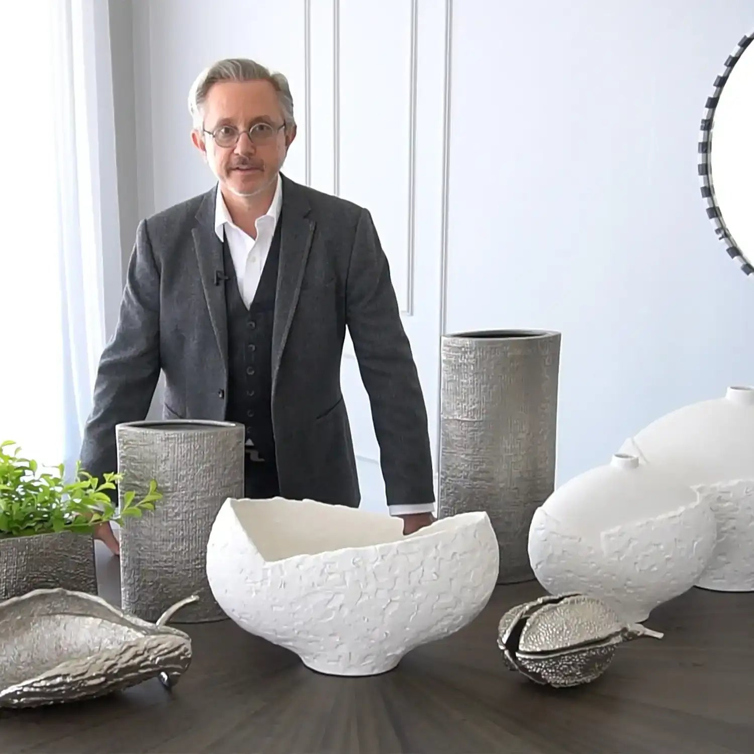 GLOBAL VIEWS ASYMMETRICAL STIPPLE VASE - Decorative Accents