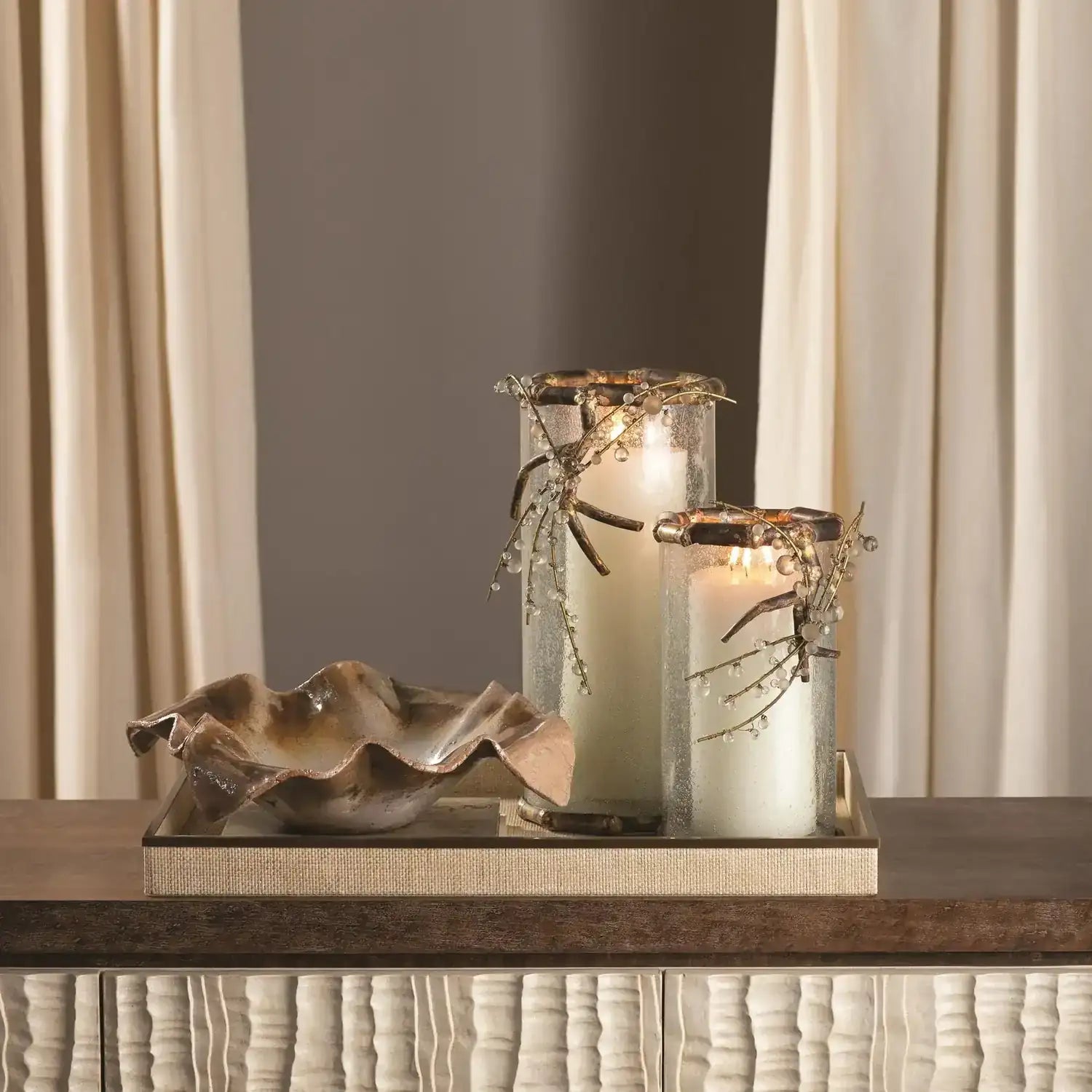 GLOBAL VIEWS FOLDED RIPPLE BOWL - Decorative Accents