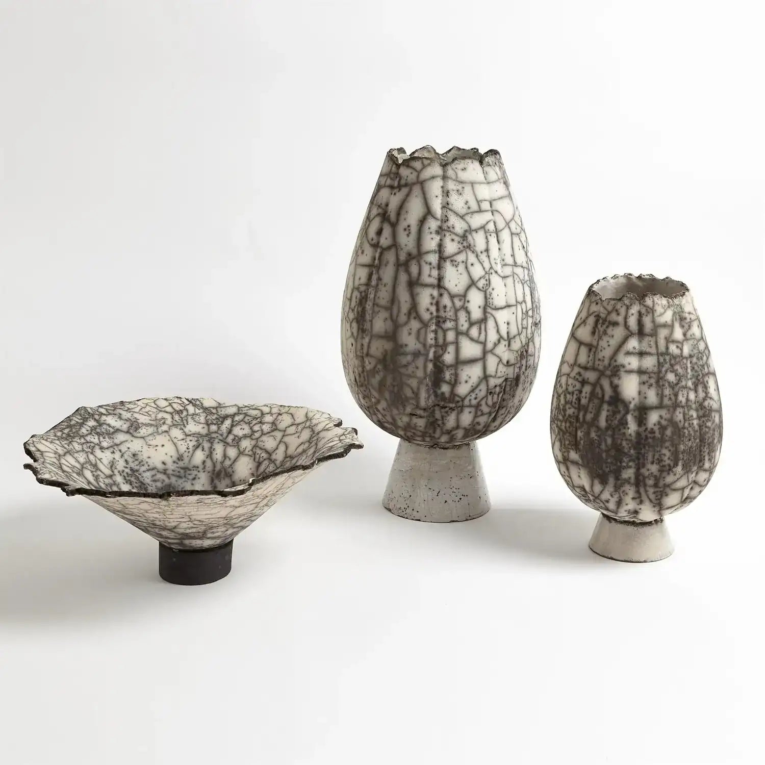 GLOBAL VIEWS CRACKLED FOOTED BOWL - Decorative Accents