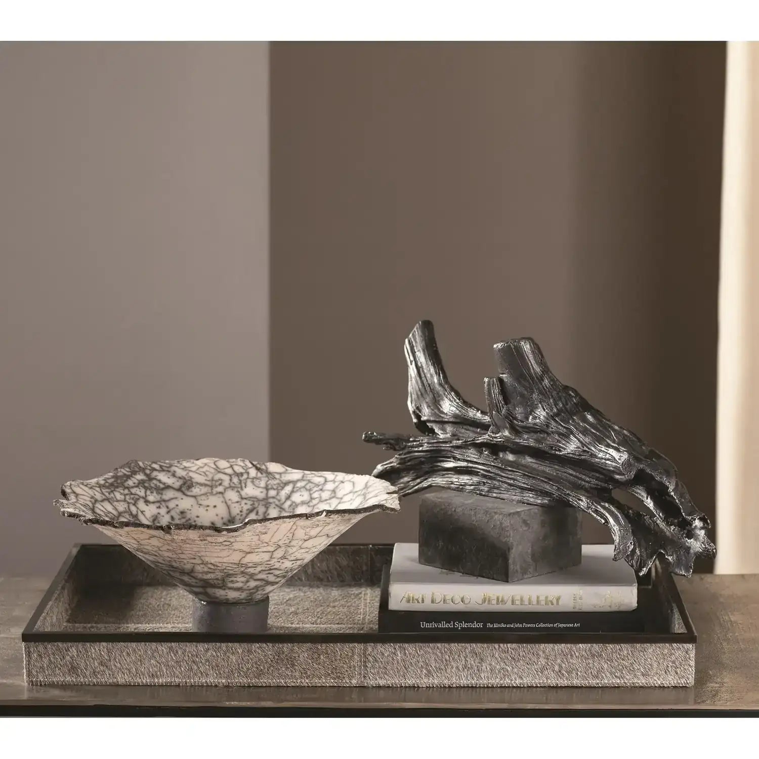 GLOBAL VIEWS CRACKLED FOOTED BOWL - Decorative Accents