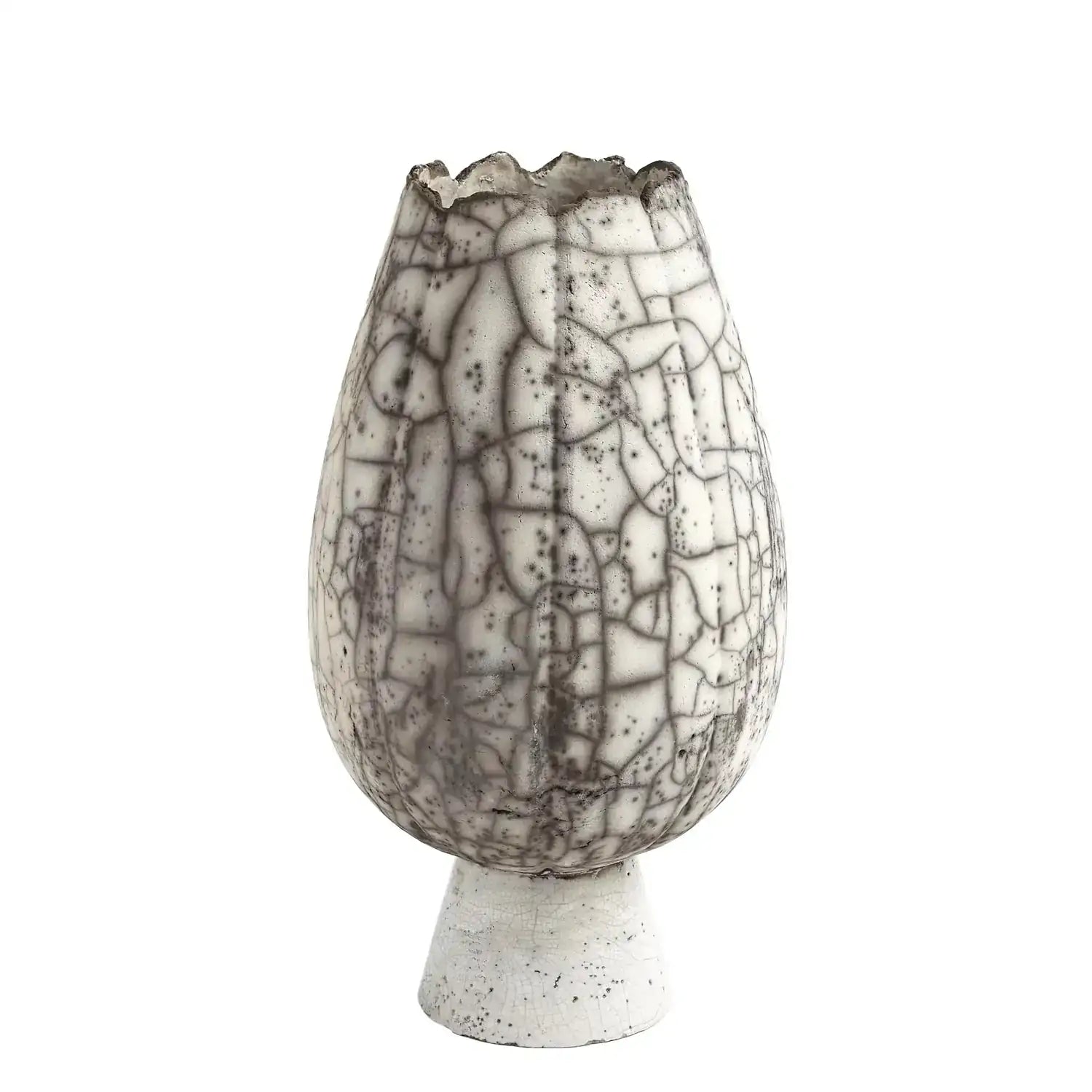 GLOBAL VIEWS CRACKLED FOOTED VASE - Decorative Accents