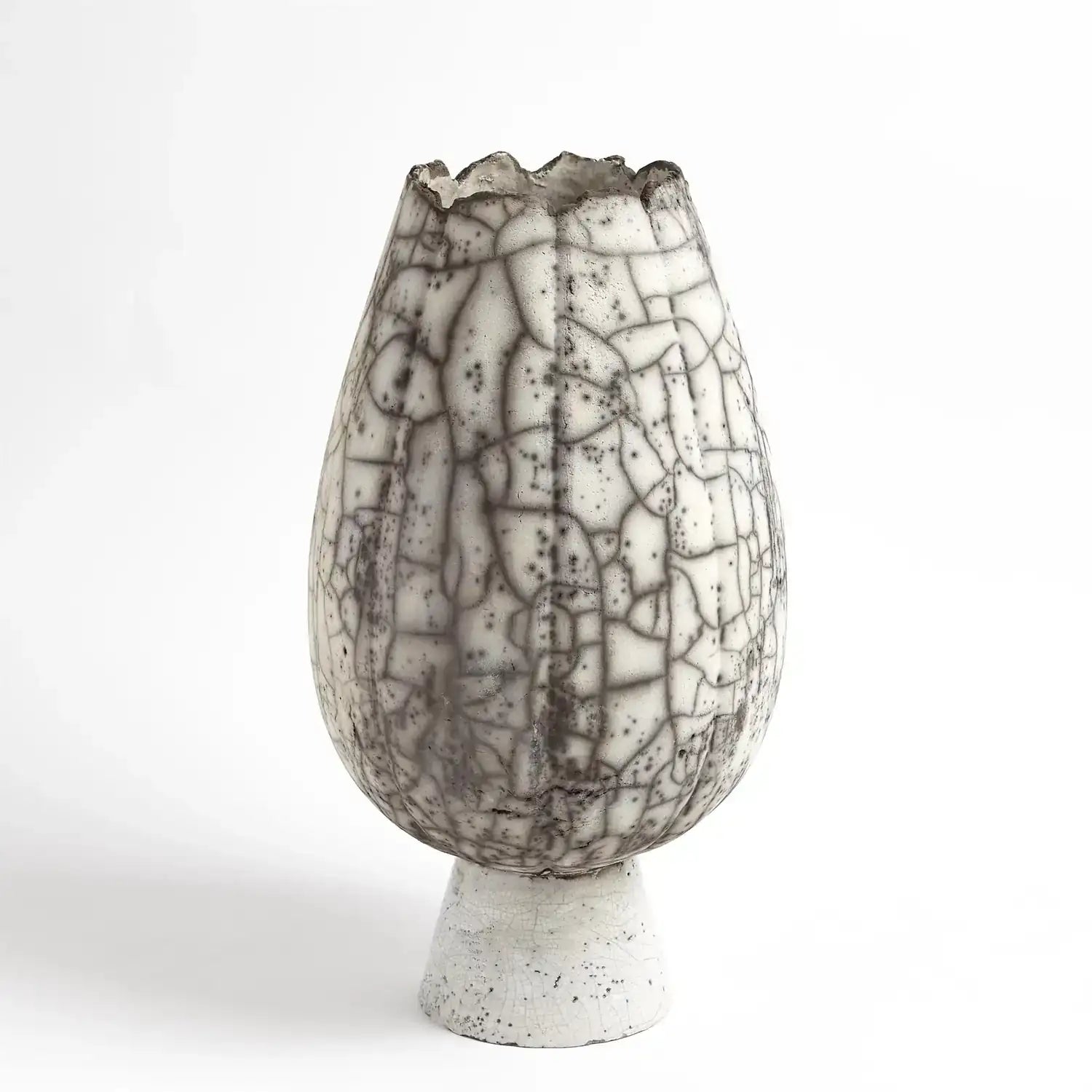 GLOBAL VIEWS CRACKLED FOOTED VASE - Decorative Accents
