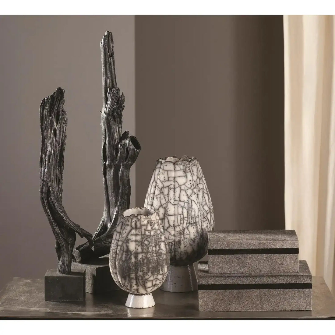 GLOBAL VIEWS CRACKLED FOOTED VASE - Decorative Accents