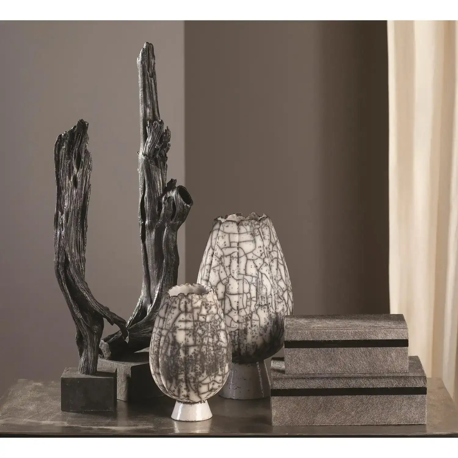 GLOBAL VIEWS CRACKLED FOOTED VASE - Decorative Accents