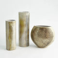 GLOBAL VIEWS GOLDEN RAKU FLAT ROUND VASE - Decorative Accents