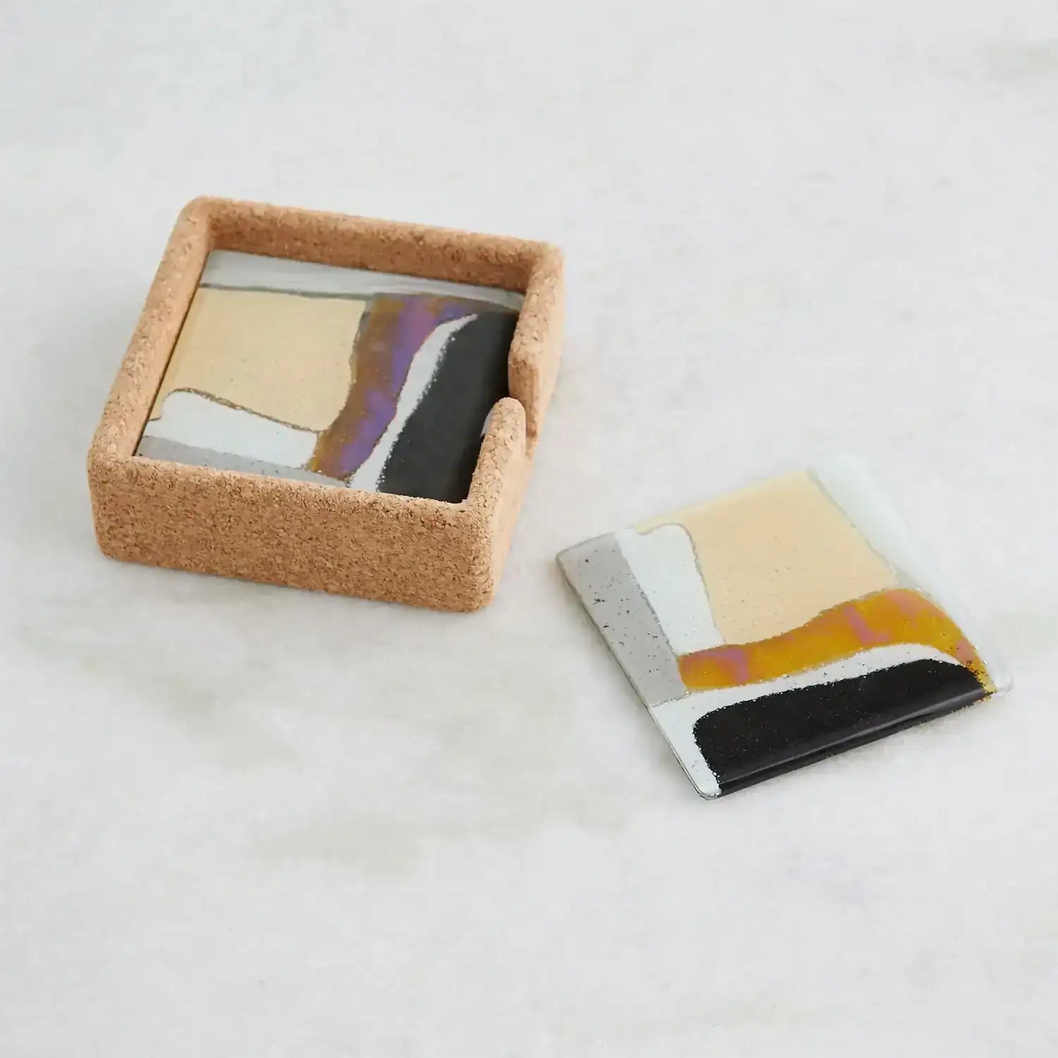 GLOBAL VIEWS CASHMERE GLASS COASTER SET - Art