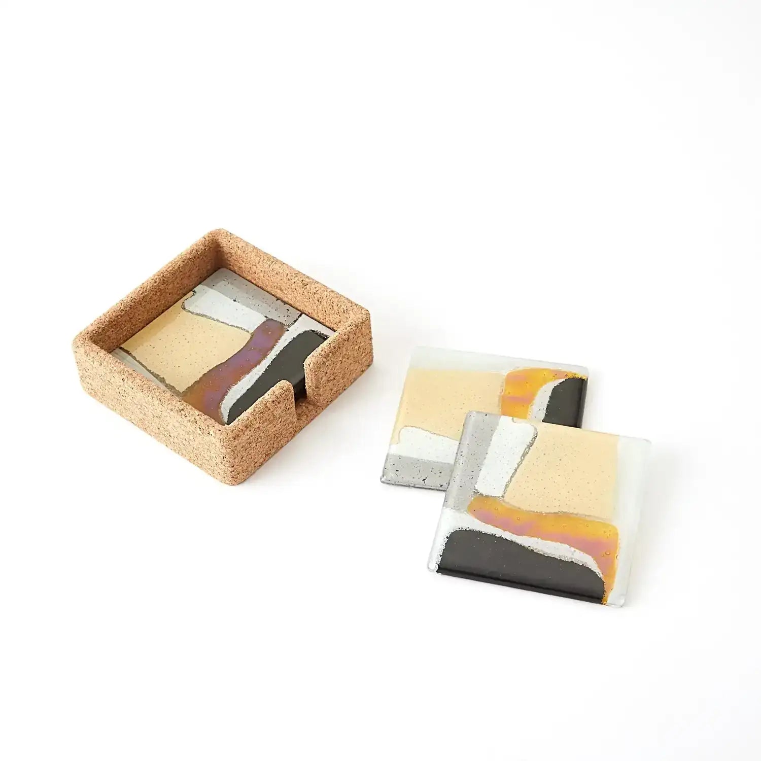 GLOBAL VIEWS CASHMERE GLASS COASTER SET - Art