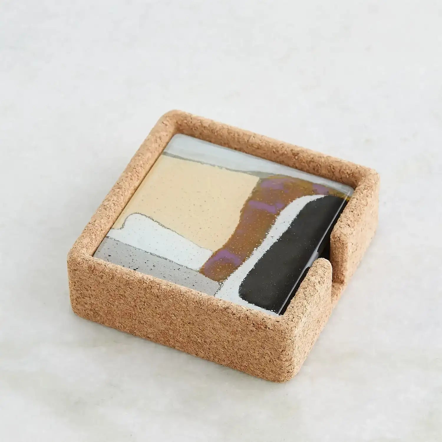 GLOBAL VIEWS CASHMERE GLASS COASTER SET - Art