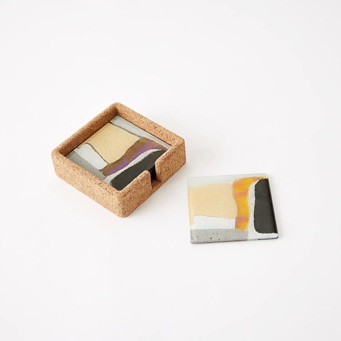 GLOBAL VIEWS CASHMERE GLASS COASTER SET - Art