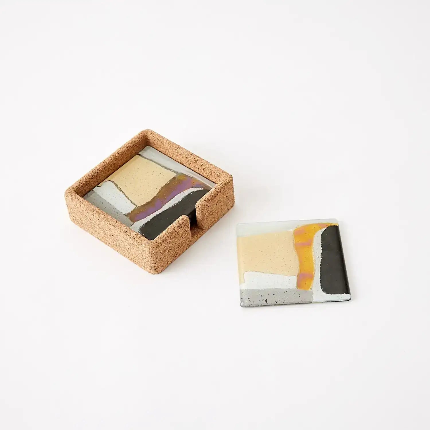 GLOBAL VIEWS CASHMERE GLASS COASTER SET - Art