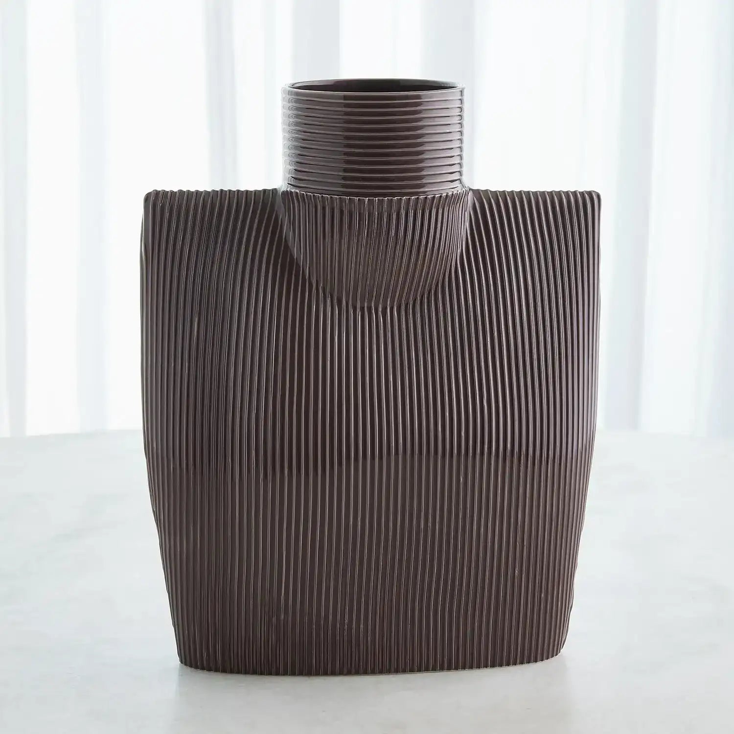 GLOBAL VIEWS RIBBED COLLAR VASE - Decorative Accents