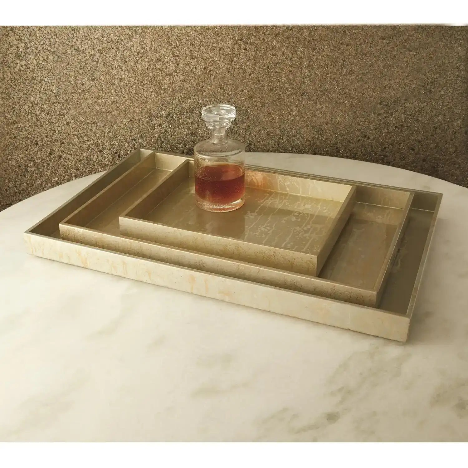 GLOBAL VIEWS CHAMPAGNE SILVER LEAF RECTANGLE TRAY - Decorative Accents