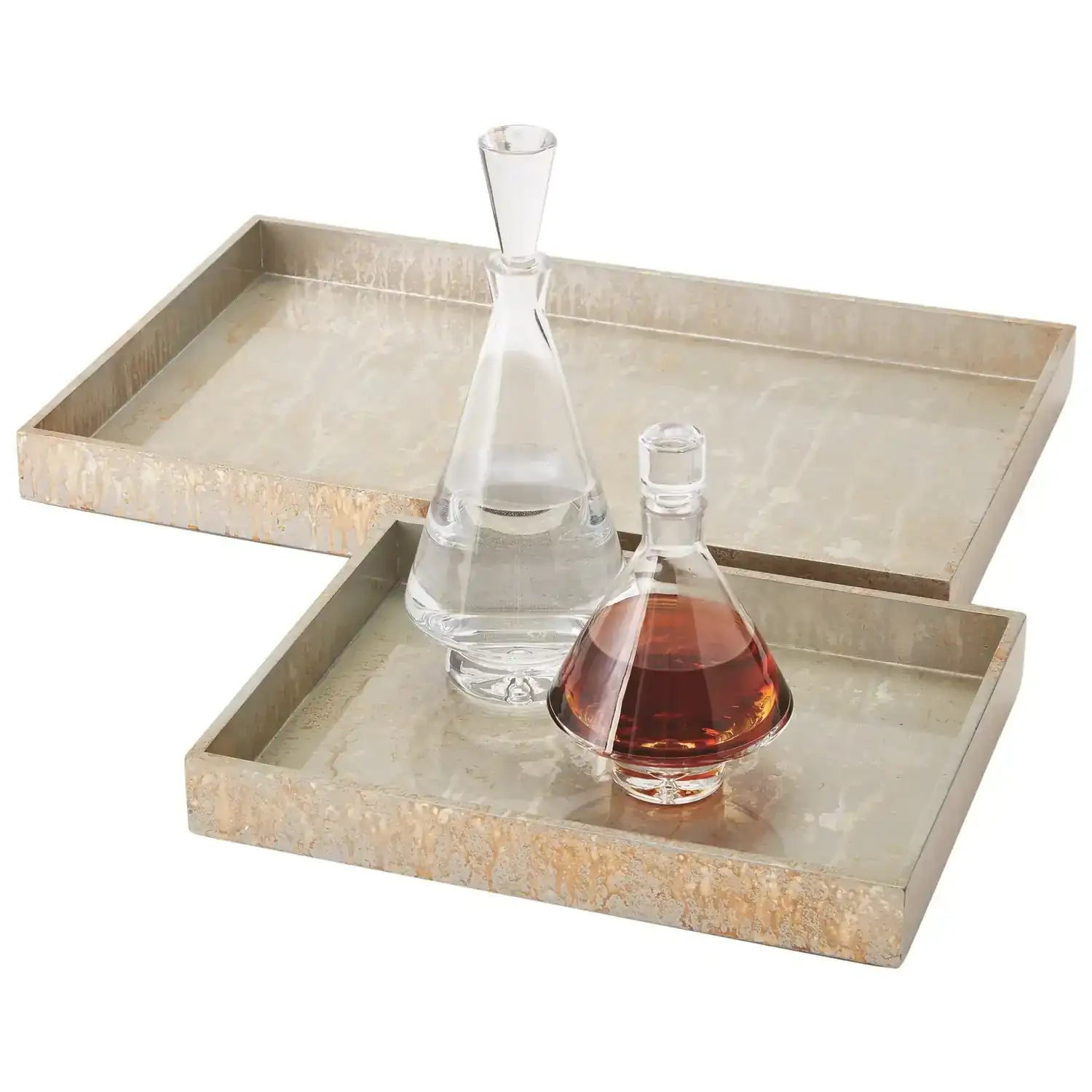 GLOBAL VIEWS CHAMPAGNE SILVER LEAF RECTANGLE TRAY - Decorative Accents