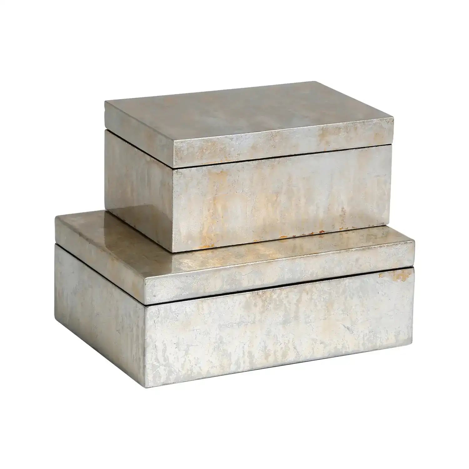 GLOBAL VIEWS CHAMPAGNE SILVER LEAF BOX - Decorative Accents