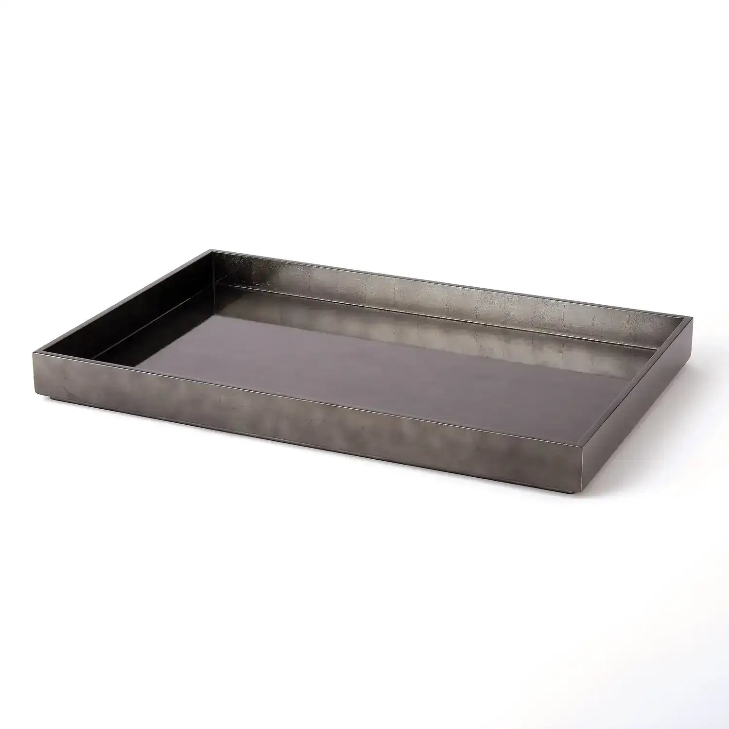 GLOBAL VIEWS GUNMETAL SILVER LEAF RECTANGLE TRAY - Decorative Accents