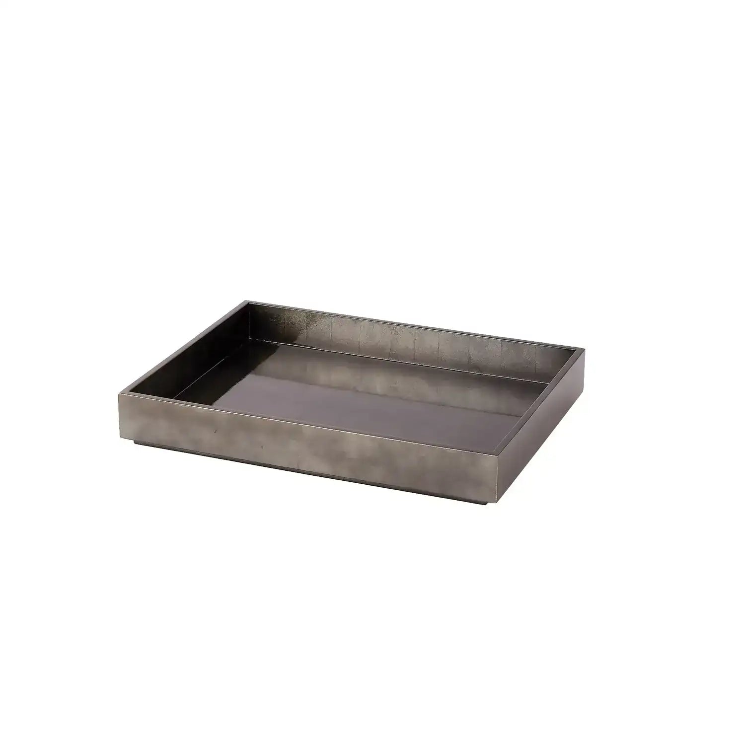 GLOBAL VIEWS GUNMETAL SILVER LEAF RECTANGLE TRAY - Decorative Accents