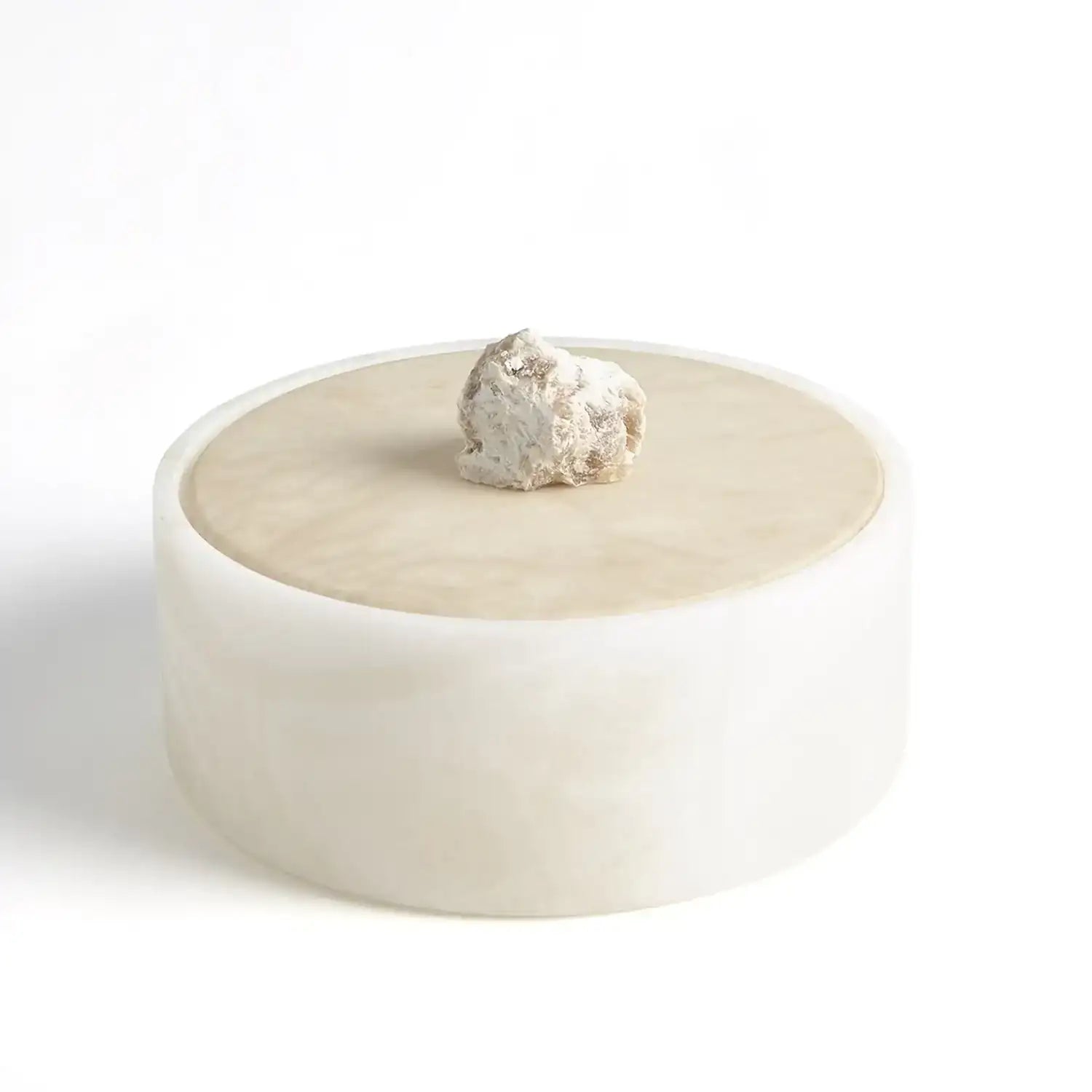 GLOBAL VIEWS ALABASTER ROUND BOX W/ROCK FINIAL - Decorative Accents