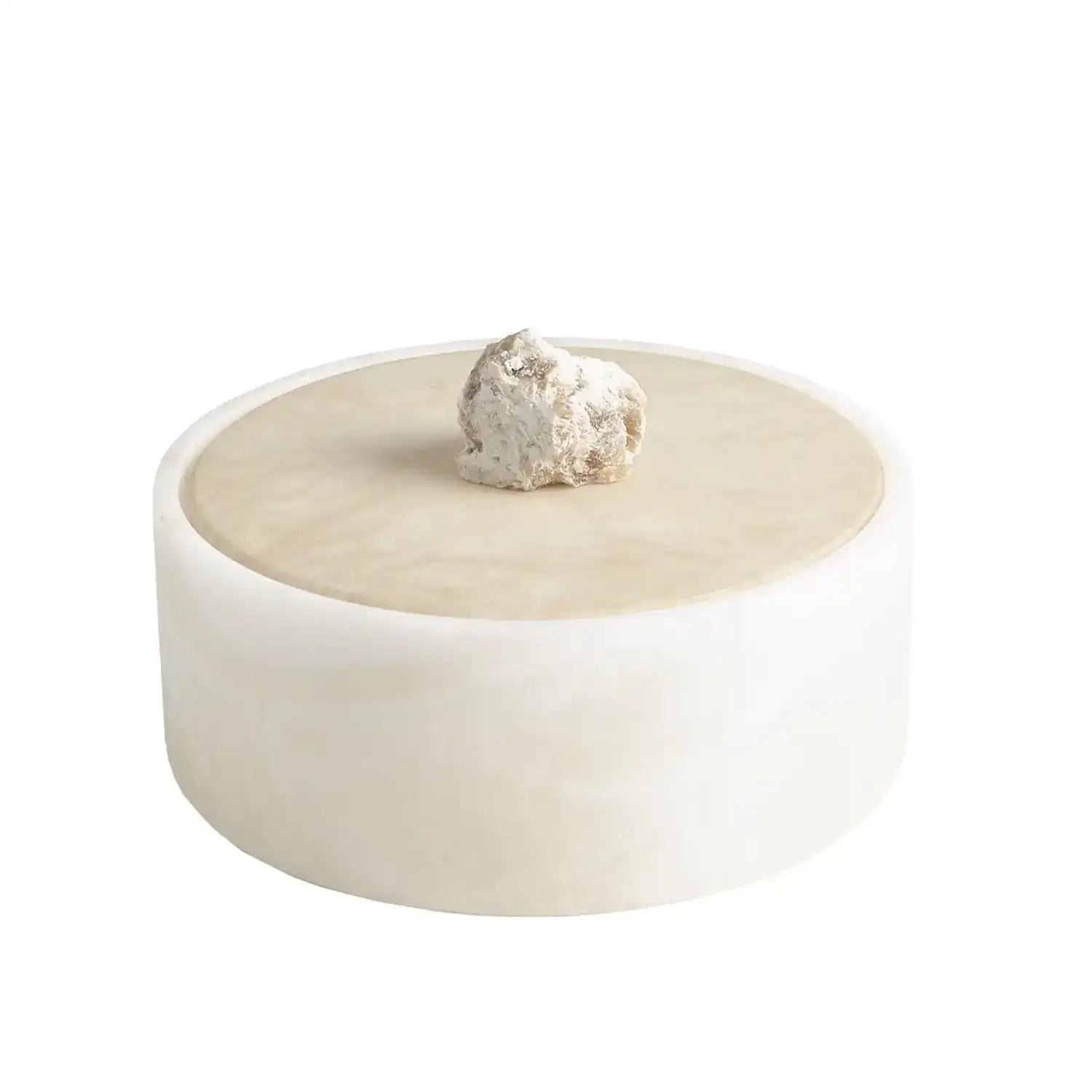 GLOBAL VIEWS ALABASTER ROUND BOX W/ROCK FINIAL - Decorative Accents