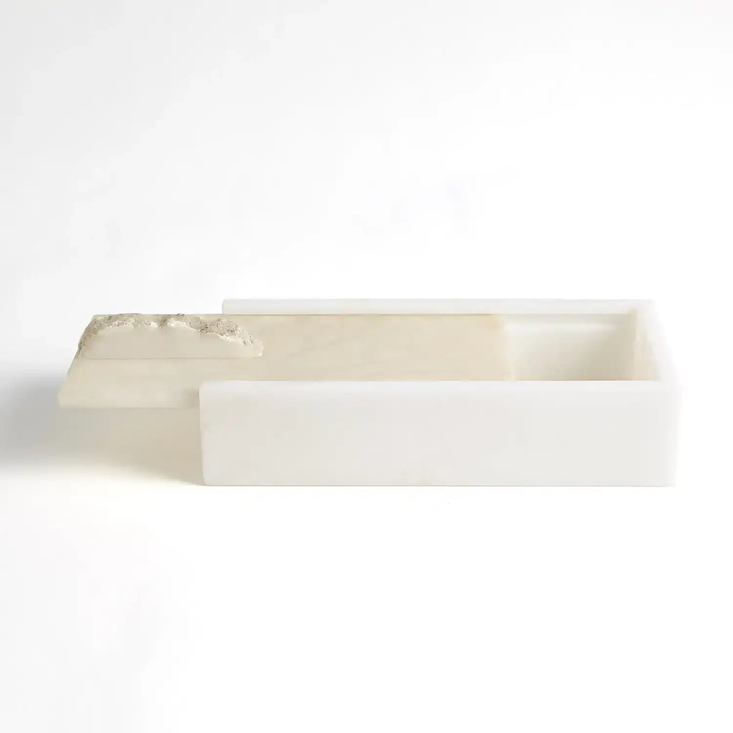 GLOBAL VIEWS ALABASTER RECTANGLE BOX W/ROCK FINIAL - Decorative Accents