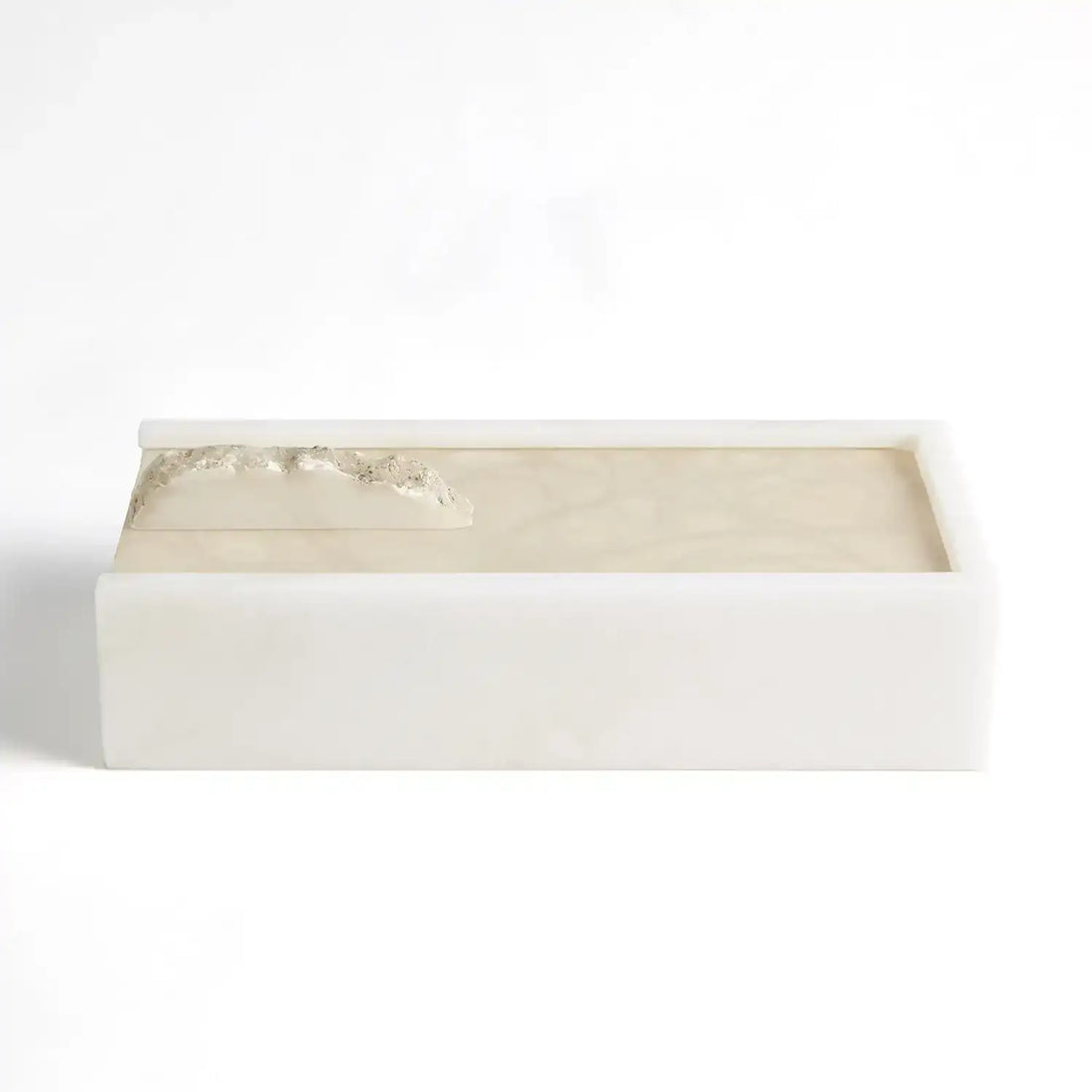 GLOBAL VIEWS ALABASTER RECTANGLE BOX W/ROCK FINIAL - Decorative Accents