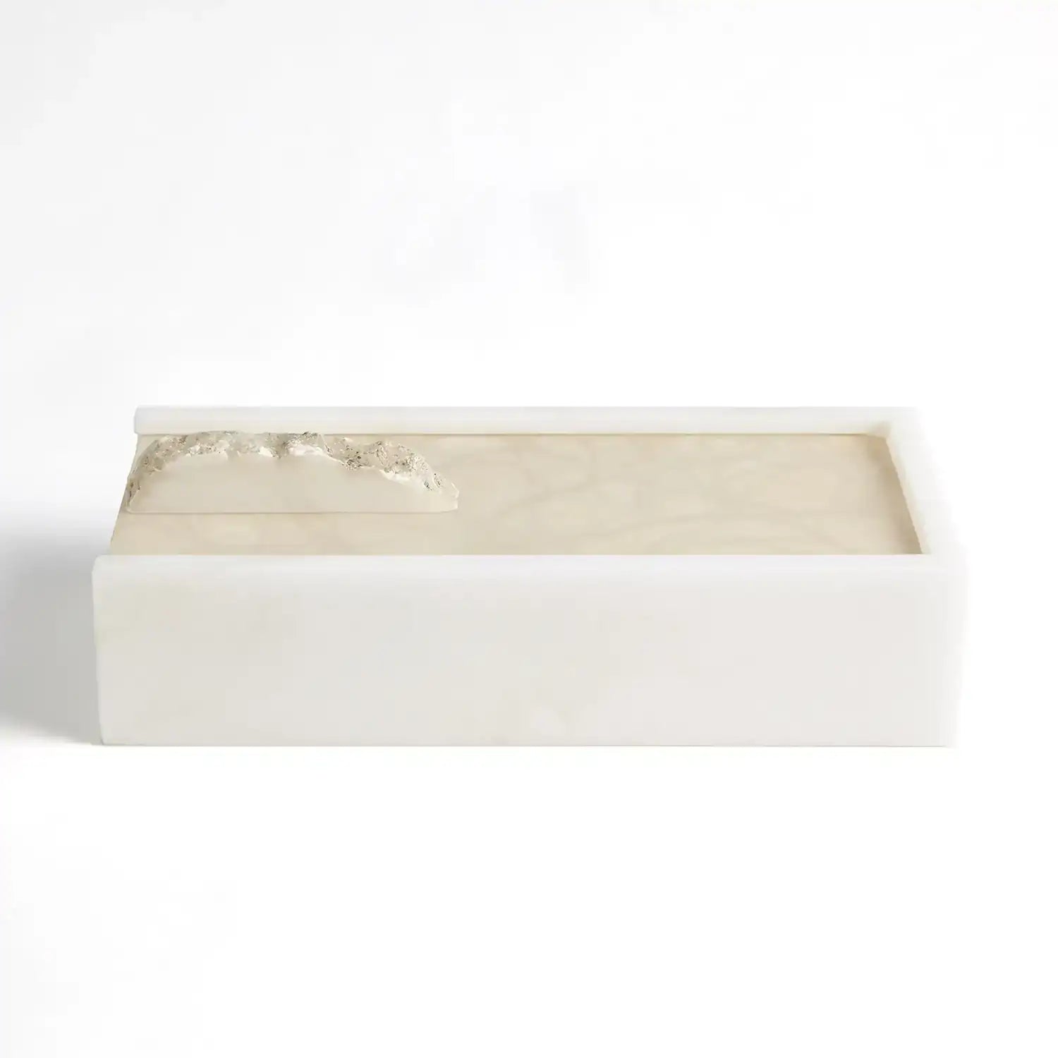 GLOBAL VIEWS ALABASTER RECTANGLE BOX W/ROCK FINIAL - Decorative Accents