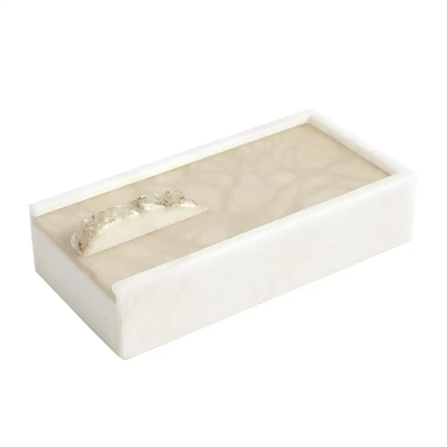 GLOBAL VIEWS ALABASTER RECTANGLE BOX W/ROCK FINIAL - Decorative Accents