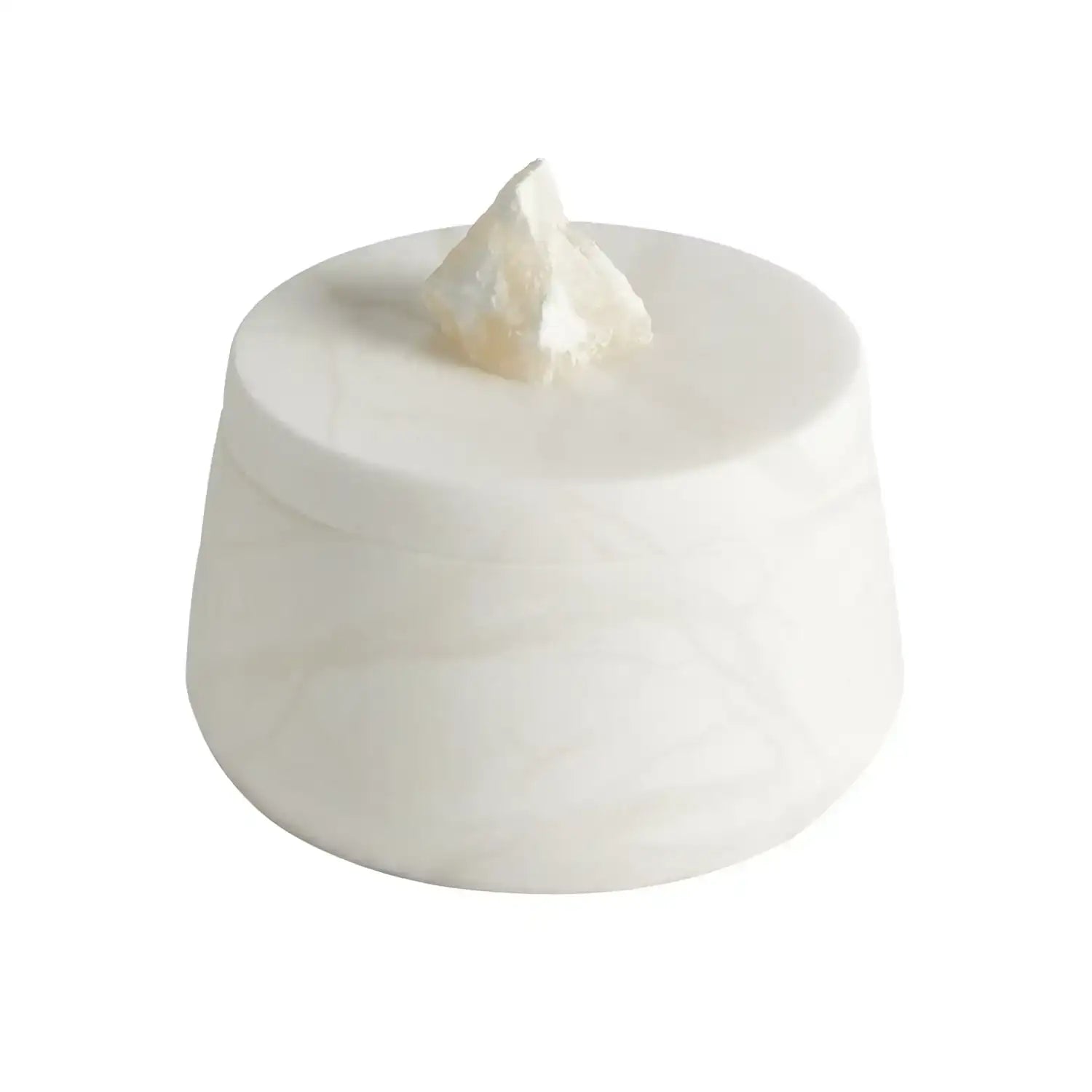 GLOBAL VIEWS ALABASTER TAPERED ROUND BOX W/ROCK FINIAL - Decorative Accents
