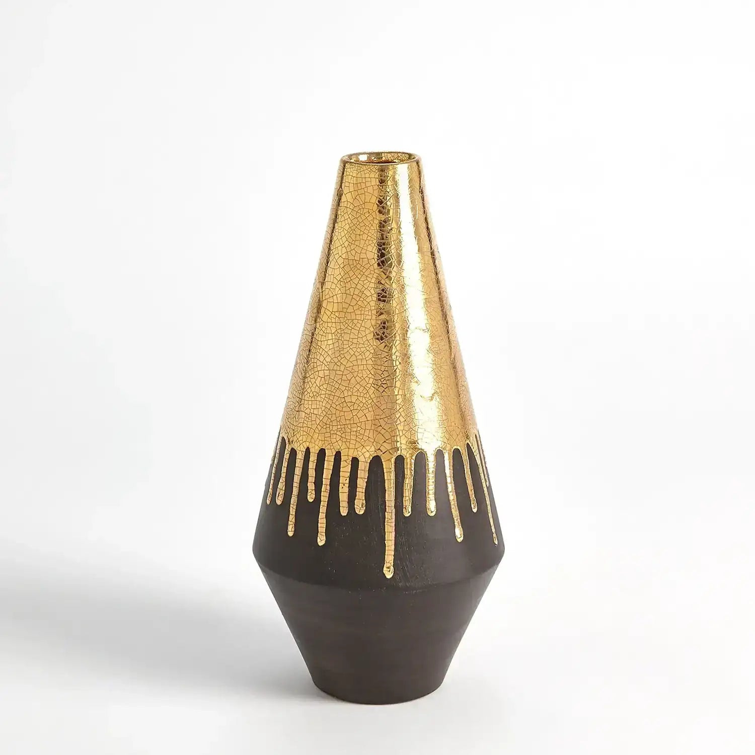GLOBAL VIEWS GOLD DRIP VASE - Decorative Accents