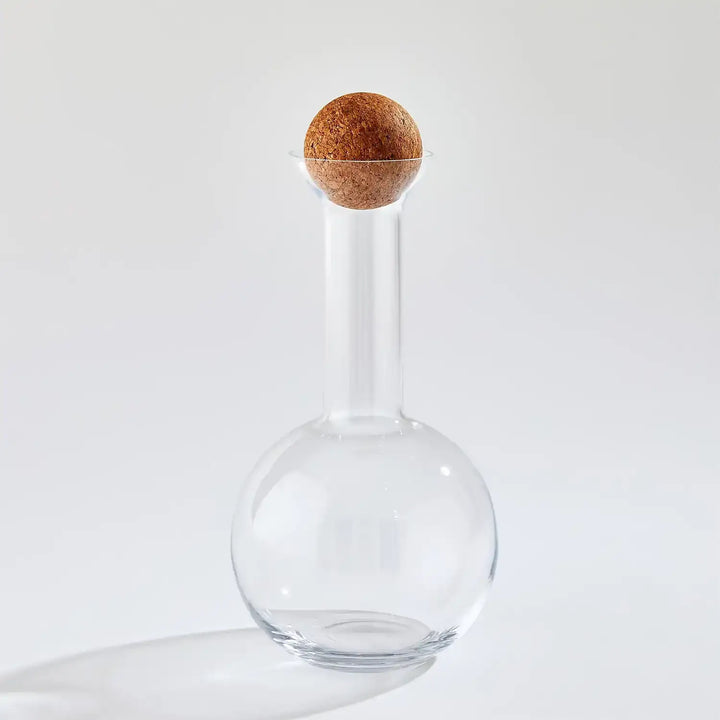 GLOBAL VIEWS CHEMISTRY ROUND DECANTER W/CORK STOPPER - Decorative Accents