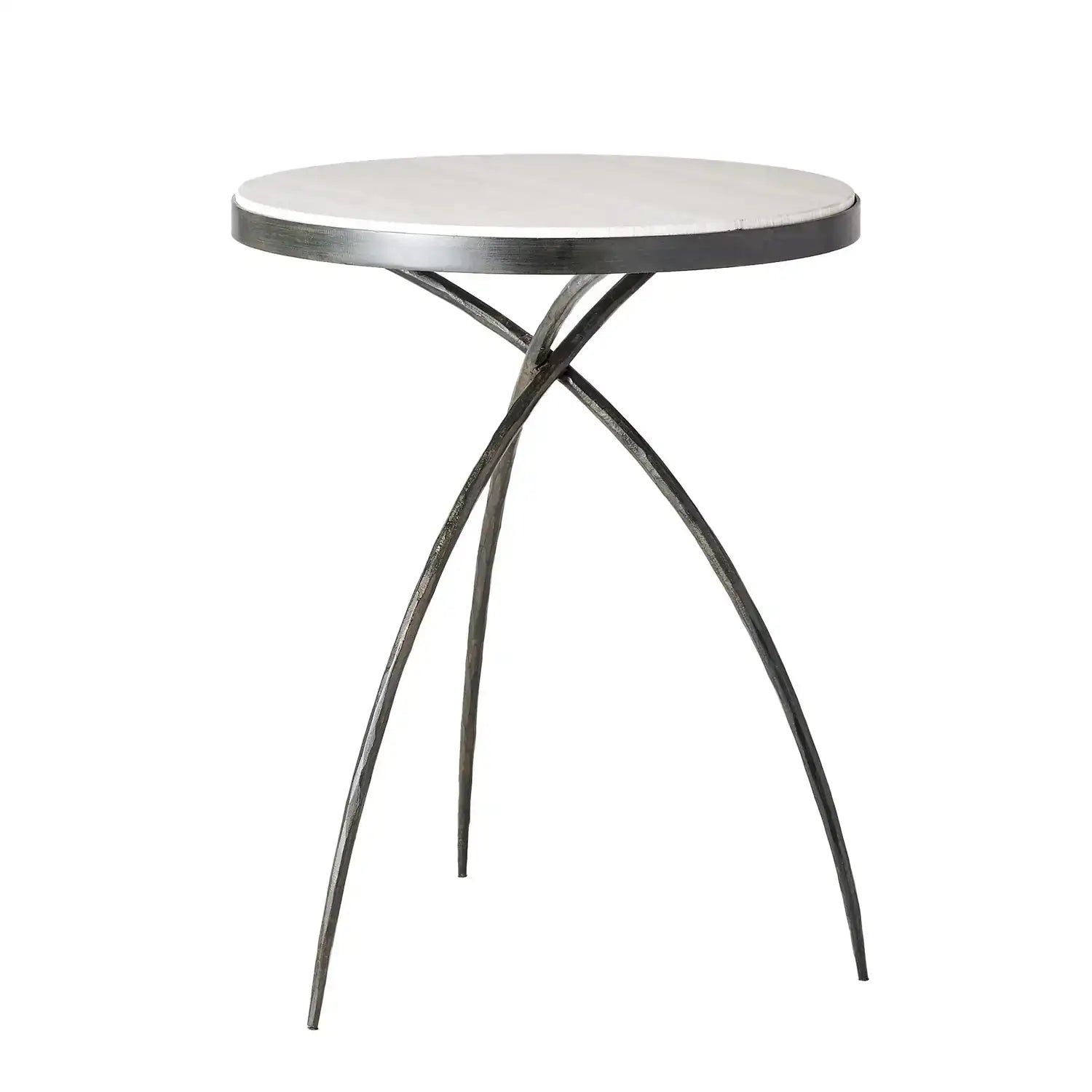 GLOBAL VIEWS TRIPOD TABLE W/GREY MARBLE TOP - Side