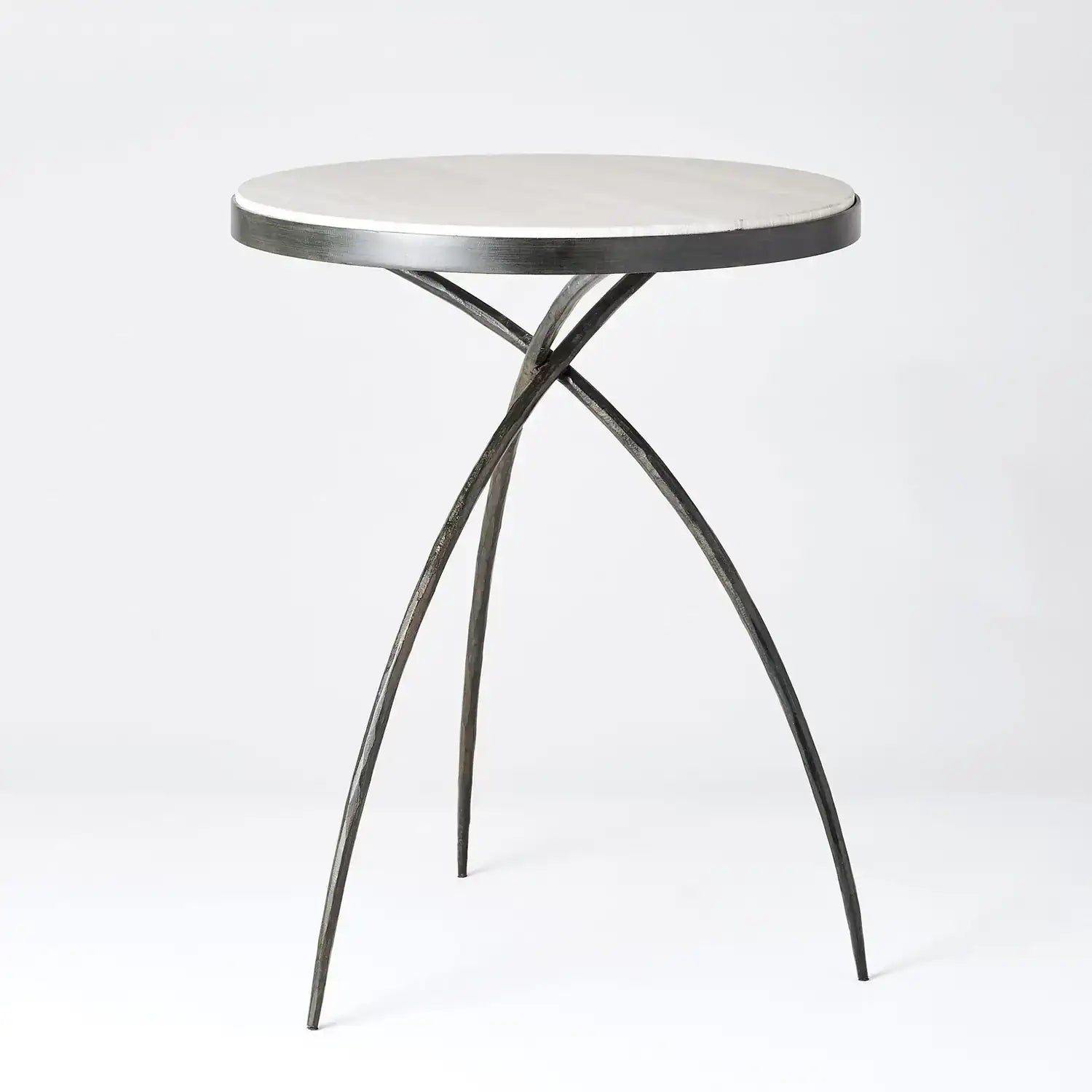 GLOBAL VIEWS TRIPOD TABLE W/GREY MARBLE TOP - Side
