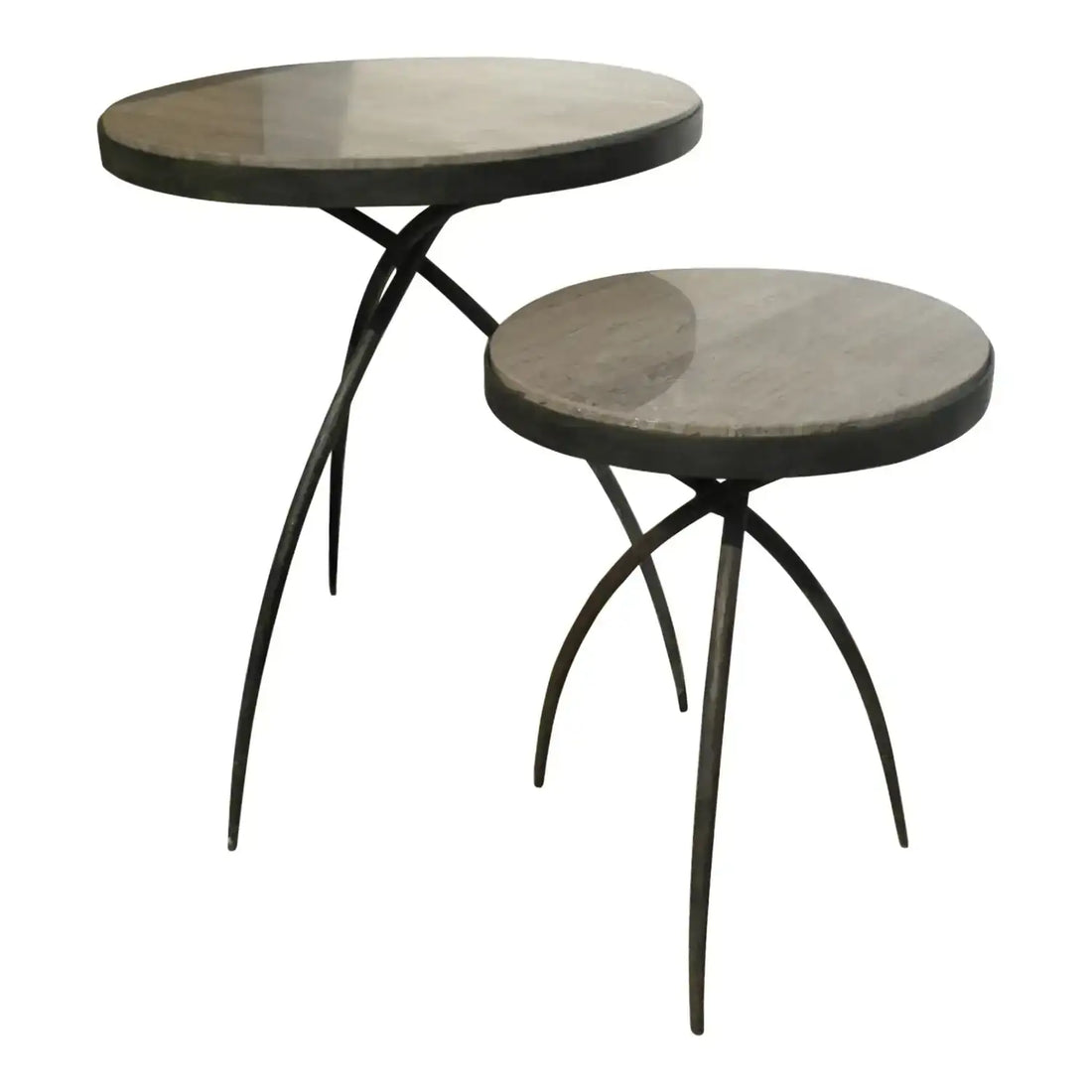 GLOBAL VIEWS TRIPOD TABLE W/GREY MARBLE TOP - Side