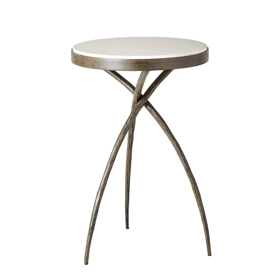 GLOBAL VIEWS TRIPOD TABLE W/GREY MARBLE TOP - Side