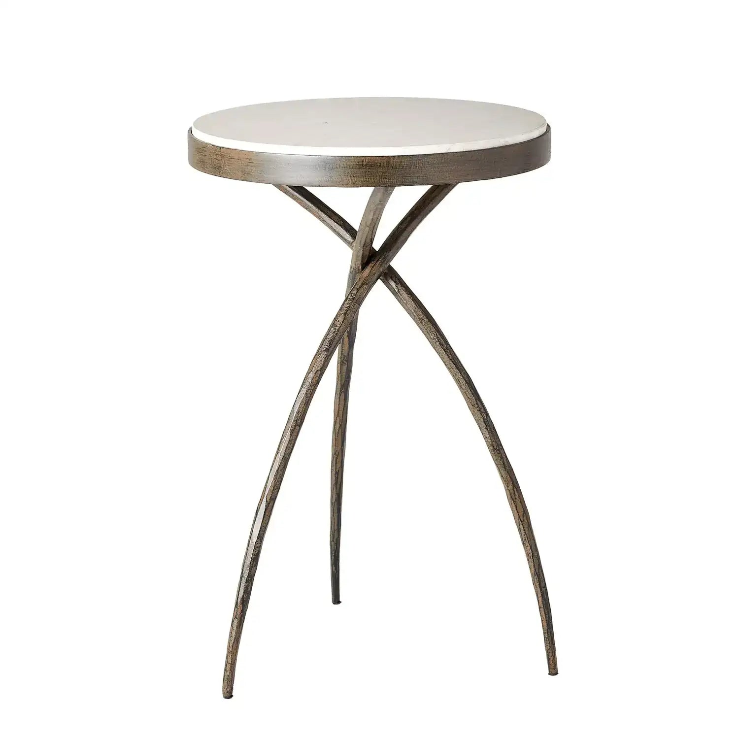 GLOBAL VIEWS TRIPOD TABLE W/GREY MARBLE TOP - Side