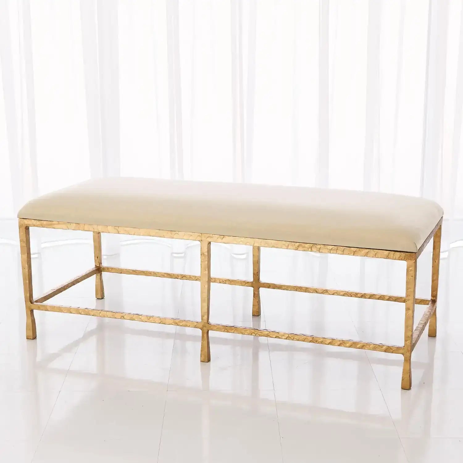 GLOBAL VIEWS QUAD POD BENCH W/MUSLIN CUSHION - Benches, Ottoman, Stools