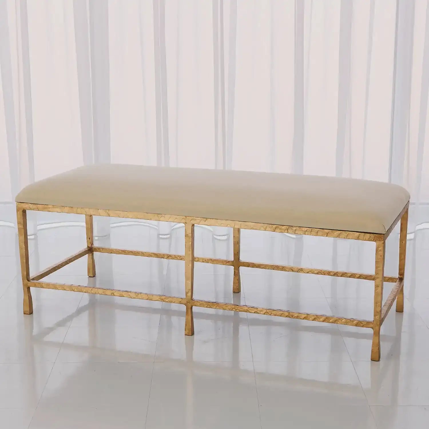 GLOBAL VIEWS QUAD POD BENCH W/MUSLIN CUSHION - Benches, Ottoman, Stools