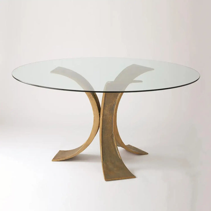 GLOBAL VIEWS LOTUS DINING TABLE W/48" GLASS TOP - Dinning Tables
