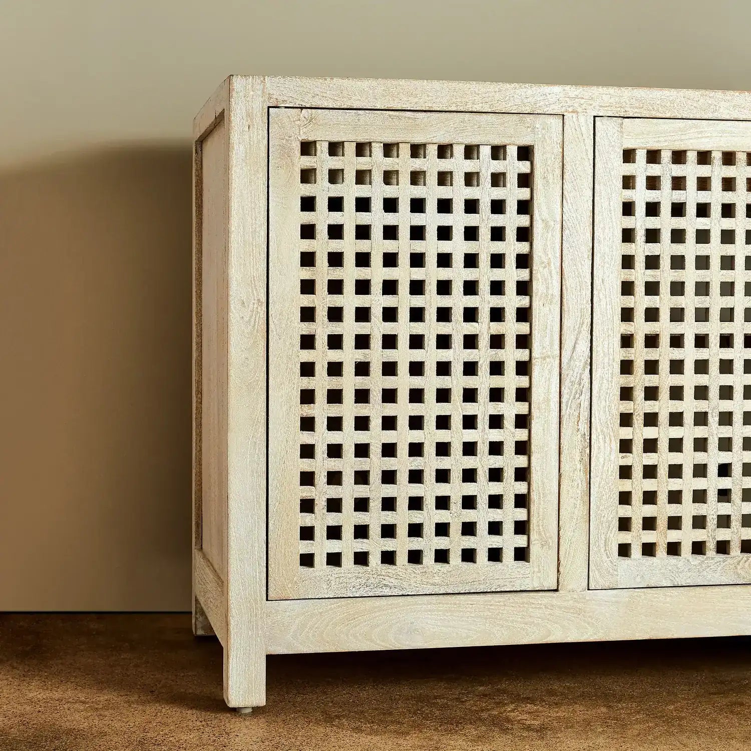 GLOBAL VIEWS DRIFTWOOD LATTICE CREDENZA - Cabinets & Bar