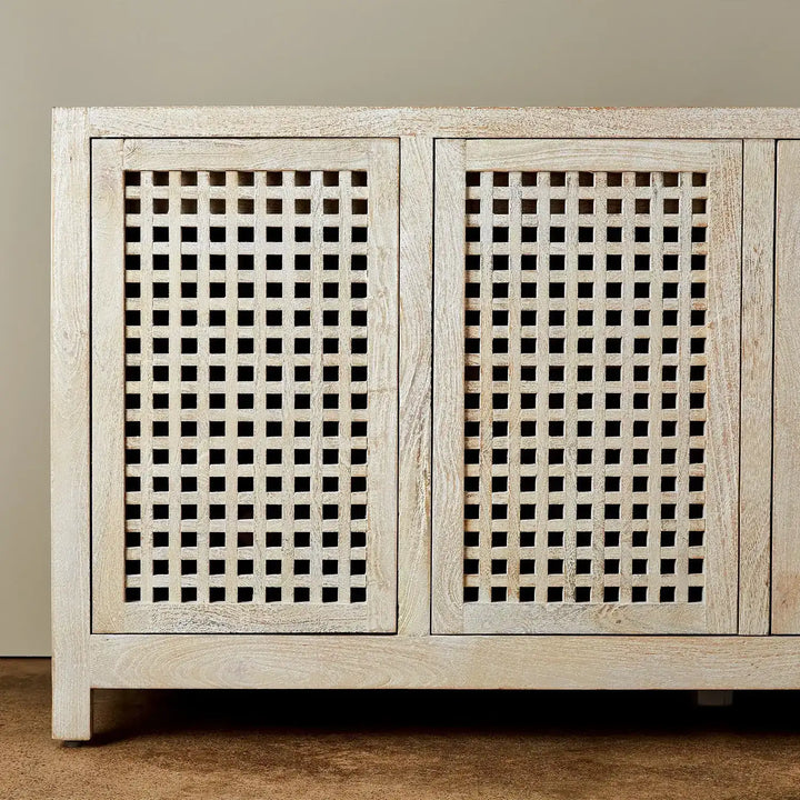 GLOBAL VIEWS DRIFTWOOD LATTICE CREDENZA - Cabinets & Bar