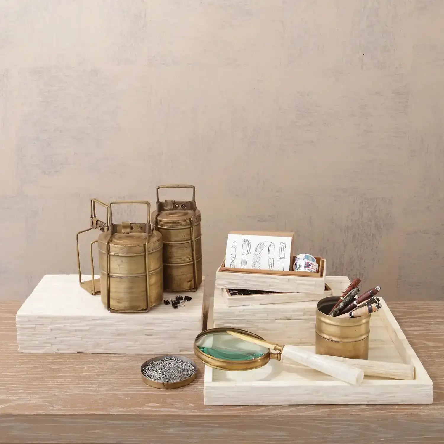 GLOBAL VIEWS CHISELED BONE STORAGE BOX - Decorative Accents