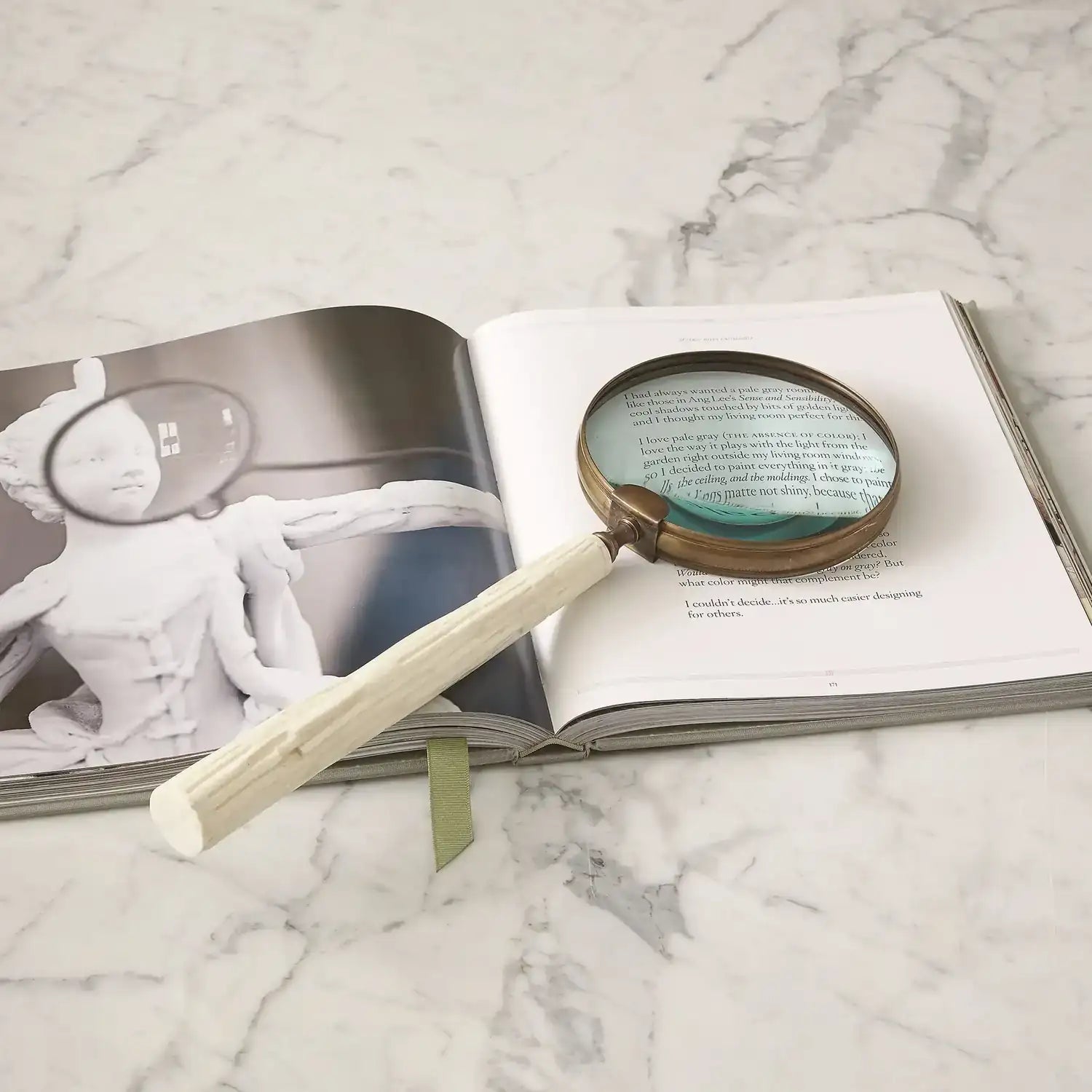 GLOBAL VIEWS CHISELED BONE MAGNIFYING GLASS - Decorative Accents