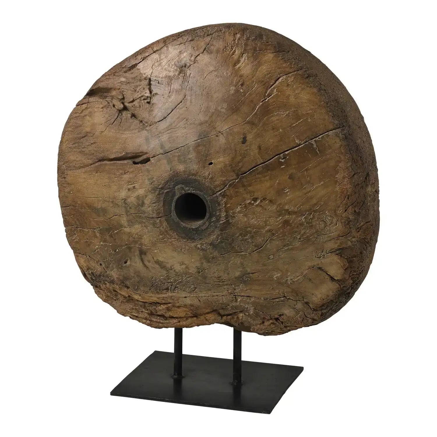 GLOBAL VIEWS ANTIQUE CART WHEEL ON STAND - Art